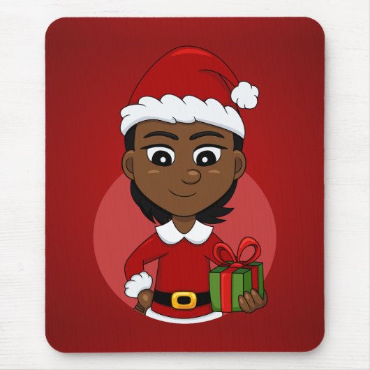 Weihnachtsmädchen-Cartoon Mousepad (Vorne)