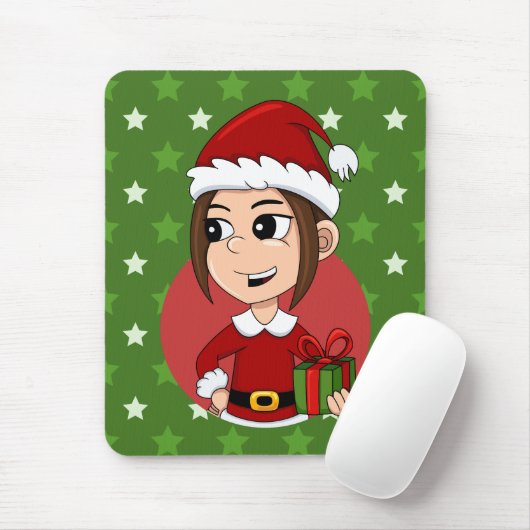 Weihnachtsmädchen-Cartoon Mousepad (Mit Mouse)