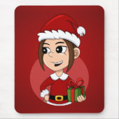 Weihnachtsmädchen-Cartoon Mousepad (Vorne)