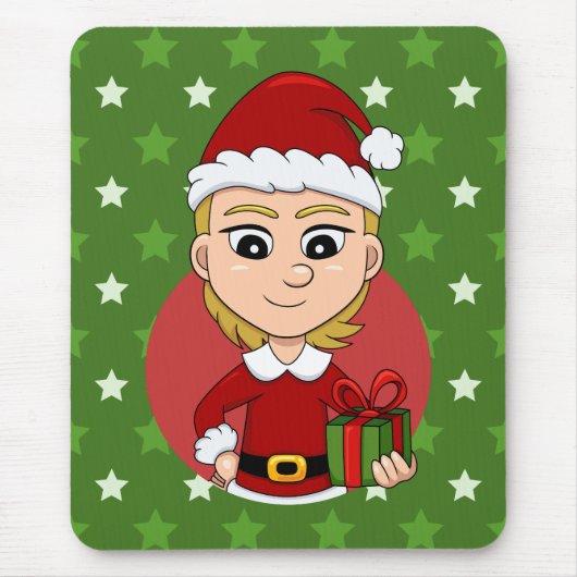 Weihnachtsmädchen-Cartoon Mousepad (Vorne)