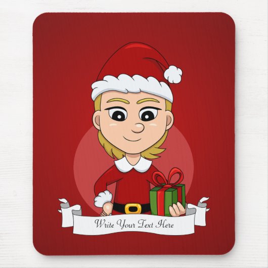 Weihnachtsmädchen-Cartoon Mousepad (Vorne)