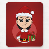 Weihnachtsmädchen-Cartoon Mousepad (Vorne)