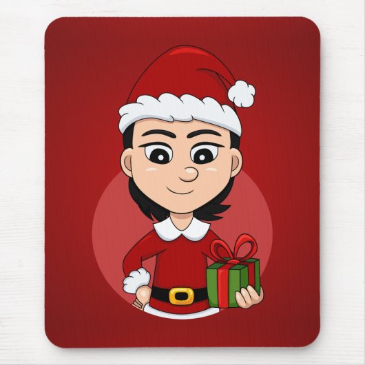 Weihnachtsmädchen-Cartoon Mousepad (Vorne)