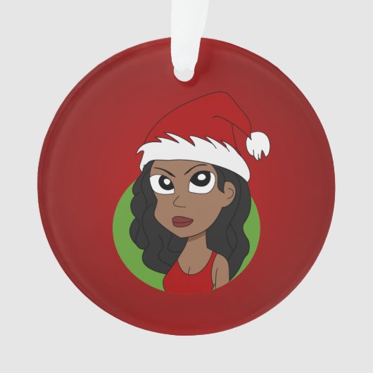 Weihnachtsmädchen Cartoon Ornament (Vorderseite)