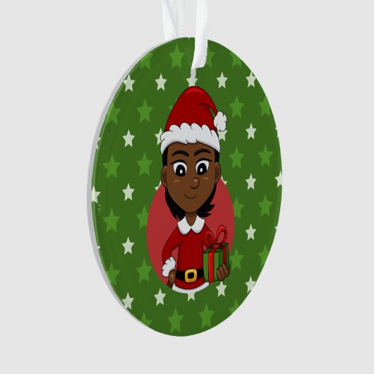 Weihnachtsmädchen-Cartoon Ornament (Vorderseite)