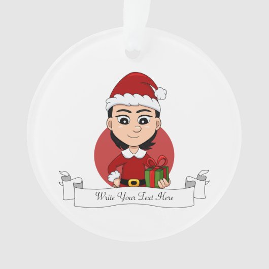 Weihnachtsmädchen-Cartoon Ornament (Vorderseite)