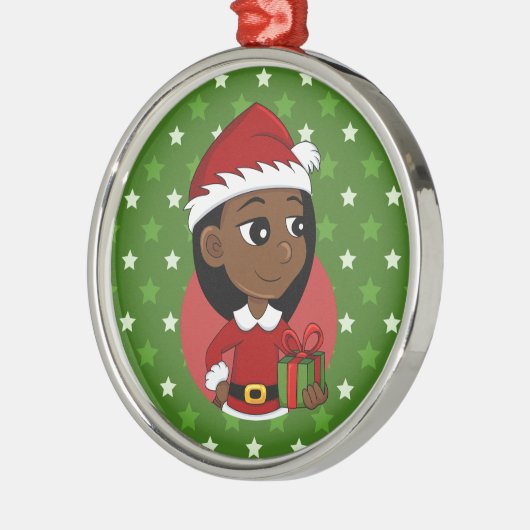 Weihnachtsmädchen Cartoon Ornament Aus Metall (Links)