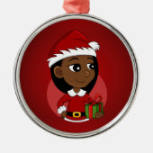Weihnachtsmädchen Cartoon Ornament Aus Metall (Vorne)