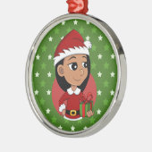 Weihnachtsmädchen Cartoon Ornament Aus Metall (Links)