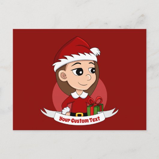 Weihnachtsmädchen-Cartoon-Postkarte Postkarte (Vorderseite)