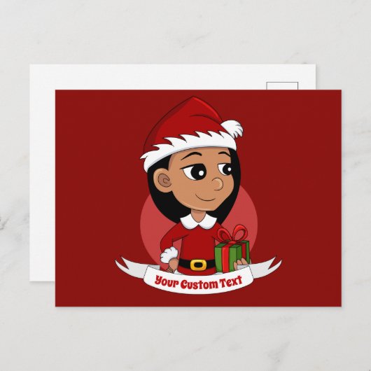 Weihnachtsmädchen-Cartoon-Postkarte Postkarte (Vorne/Hinten)