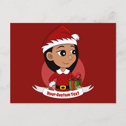 Weihnachtsmädchen-Cartoon-Postkarte Postkarte (Vorderseite)