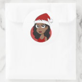 Weihnachtsmädchen-Cartoon Runder Aufkleber (Tasche)