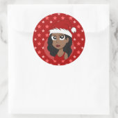 Weihnachtsmädchen-Cartoon Runder Aufkleber (Tasche)