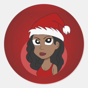 Weihnachtsmädchen-Cartoon Runder Aufkleber