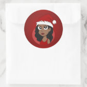 Weihnachtsmädchen-Cartoon Runder Aufkleber (Tasche)