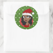 Weihnachtsmädchen-Cartoon Runder Aufkleber (Tasche)