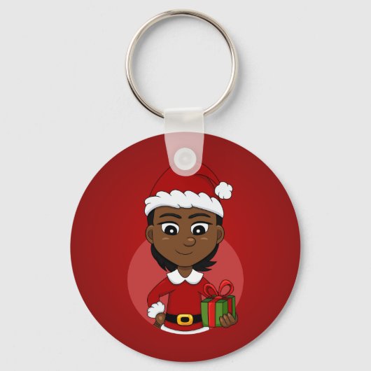 Weihnachtsmädchen Cartoon Schlüsselanhänger (Vorderseite)