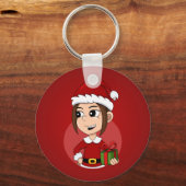 Weihnachtsmädchen Cartoon Schlüsselanhänger (Vorderseite)