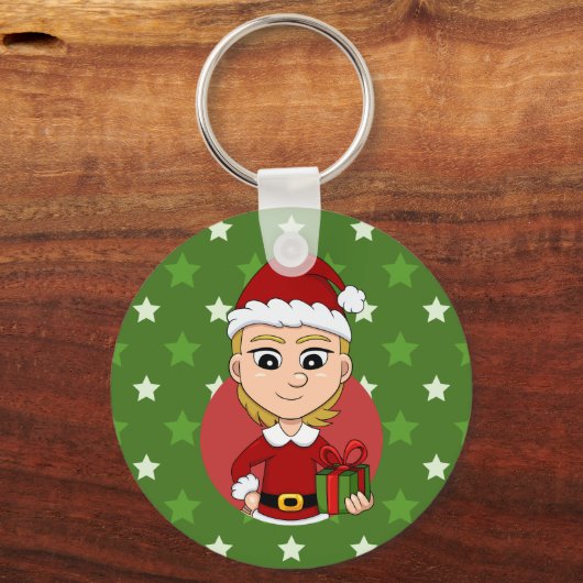 Weihnachtsmädchen Cartoon Schlüsselanhänger (Vorderseite)