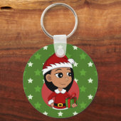 Weihnachtsmädchen Cartoon Schlüsselanhänger (Vorderseite)