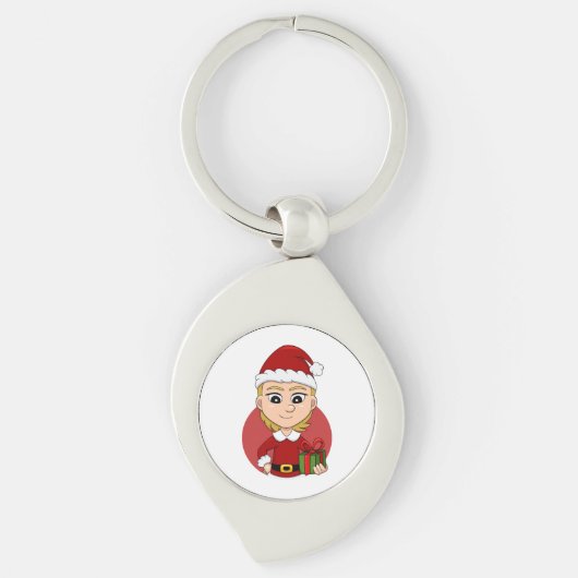Weihnachtsmädchen Cartoon Schlüsselanhänger (Vorderseite)