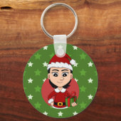 Weihnachtsmädchen Cartoon Schlüsselanhänger (Vorderseite)