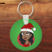Weihnachtsmädchen-Cartoon Schlüsselanhänger (Vorderseite)