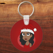 Weihnachtsmädchen-Cartoon Schlüsselanhänger (Vorderseite)