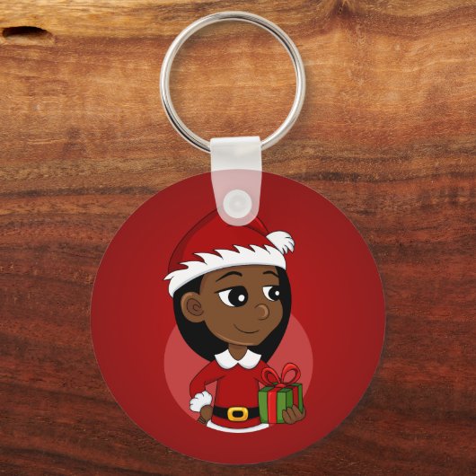 Weihnachtsmädchen Cartoon Schlüsselanhänger (Vorderseite)