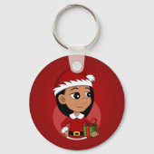 Weihnachtsmädchen Cartoon Schlüsselanhänger (Vorderseite)