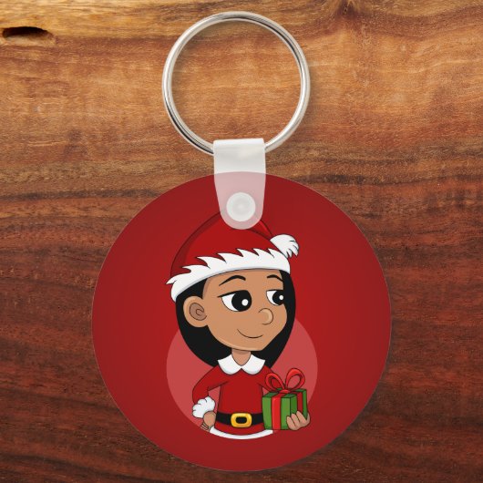 Weihnachtsmädchen Cartoon Schlüsselanhänger (Vorderseite)