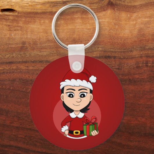 Weihnachtsmädchen Cartoon Schlüsselanhänger (Vorderseite)