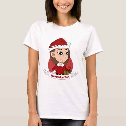 Weihnachtsmädchen Cartoon T - Shirt (Vorderseite)
