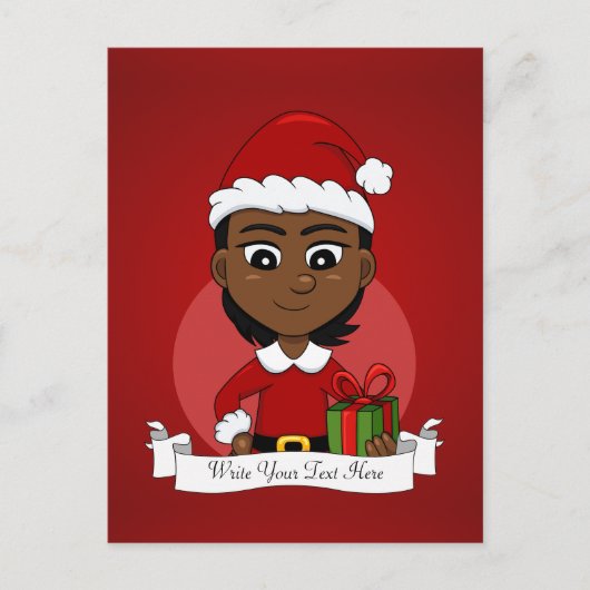 Weihnachtsmädchen Cartoon Weihnachtsfeiertag Postk Feiertagspostkarte (Vorderseite)