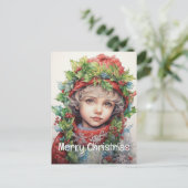 Weihnachtsmädchen Custom 4 von 25 Feiertagspostkarte (Stehend Vorderseite)