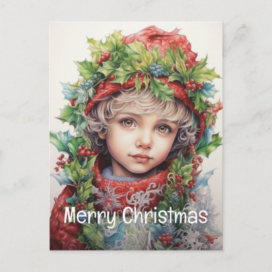 Weihnachtsmädchen Custom 4 von 25 Feiertagspostkarte (Vorderseite)