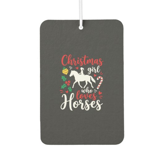 Weihnachtsmädchen das Pferde liebt Autolufterfrischer (Vorderseite)