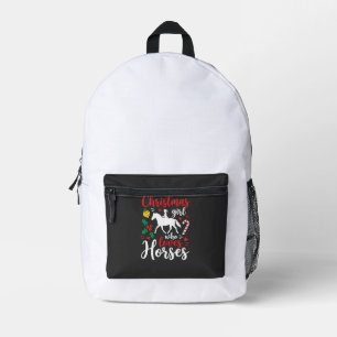 Weihnachtsmädchen das Pferde liebt Bedruckter Rucksack