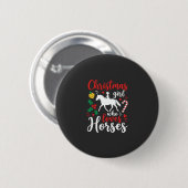 Weihnachtsmädchen das Pferde liebt Button (Vorne & Hinten)