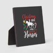 Weihnachtsmädchen das Pferde liebt Fotoplatte (Vorderseite)