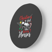 Weihnachtsmädchen, das Pferde liebt Große Wanduhr (Winkel)