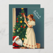 Weihnachtsmädchen Dekorationsbaum Feiertagskarte (Vorne/Hinten)