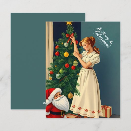 Weihnachtsmädchen Dekorationsbaum Feiertagskarte (Vorne/Hinten)