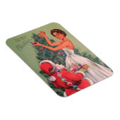 Weihnachtsmädchen der 1950er Jahre dekorativer Bau Magnet (Rechte Seite)