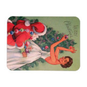 Weihnachtsmädchen der 1950er Jahre dekorativer Bau Magnet (Horizontal)