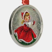 Weihnachtsmädchen der 50er Jahre in Kleidung Silbernes Ornament (Rechts)