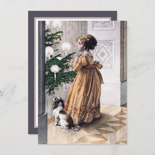 Weihnachtsmädchen feierlich hinzufügen Stimmung Mitteilungskarte (Vorne/Hinten)