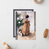 Weihnachtsmädchen feierlich hinzufügen Stimmung Mitteilungskarte (Vorderseite/Rückseite Beispiel)