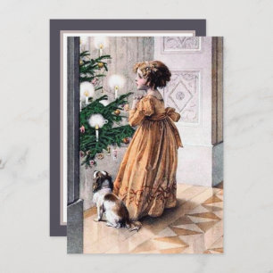 Weihnachtsmädchen feierlich hinzufügen Stimmung Mitteilungskarte